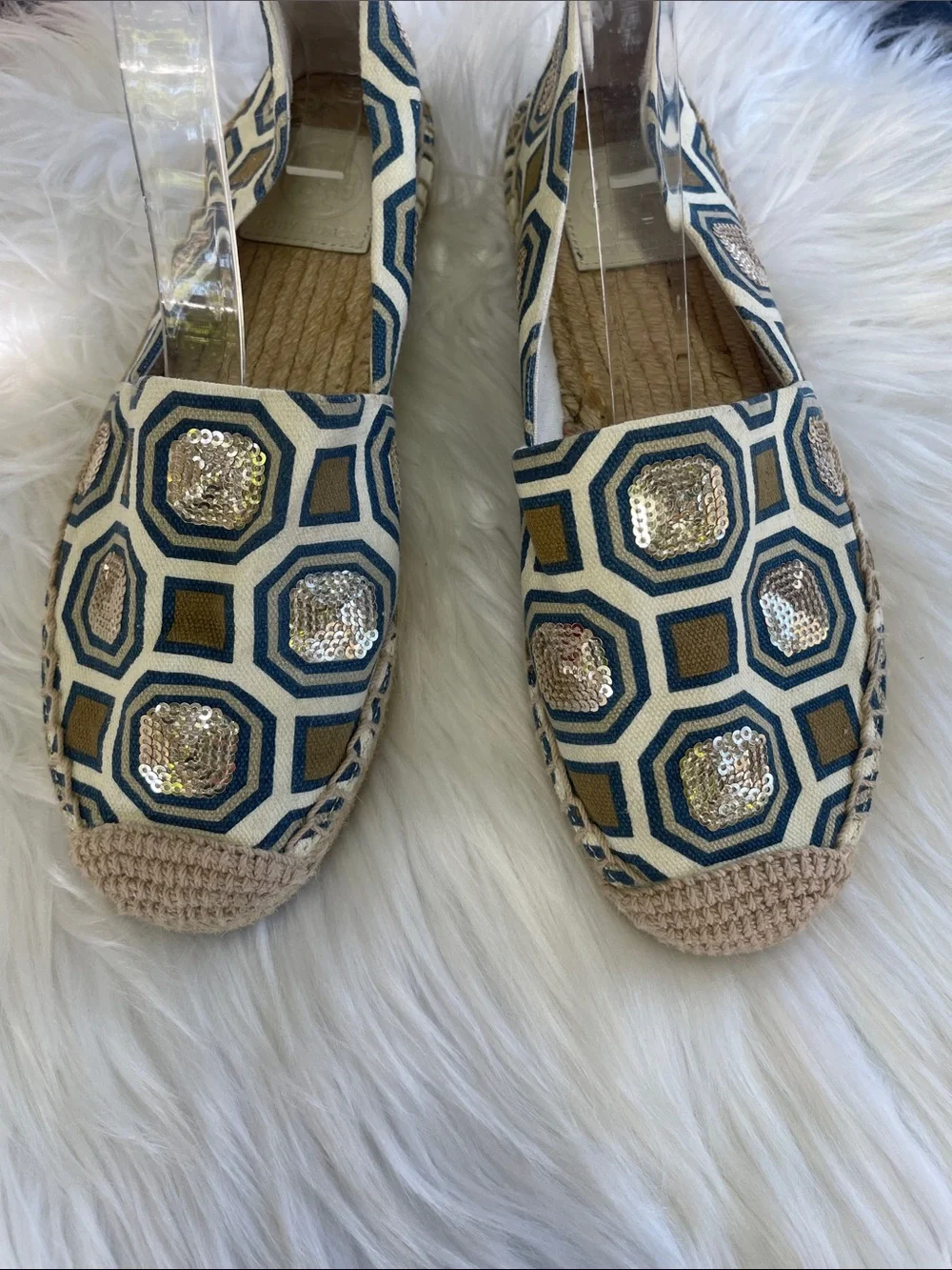 Tory Burch Cecily Sequin Embellished Canvas Espadrilles
